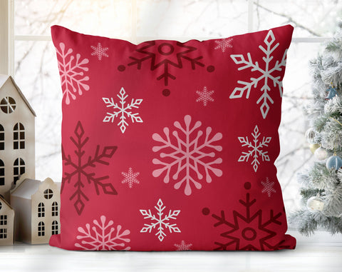 Enchanted Snowflakes Winter Christmas Candy Cane Red Pillow Throw - Cush Potato Pillows