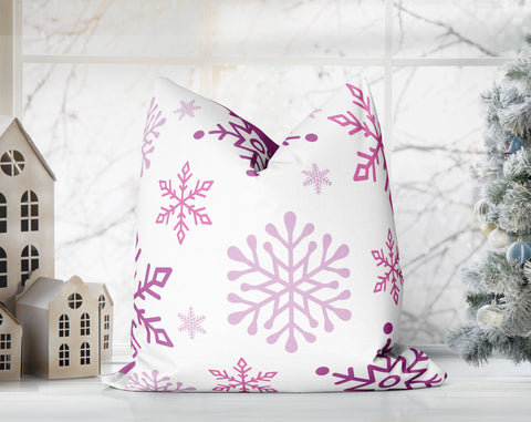 Enchanted Snowflakes Winter Christmas Lavender Purple Pillow Throw - Cush Potato Pillows