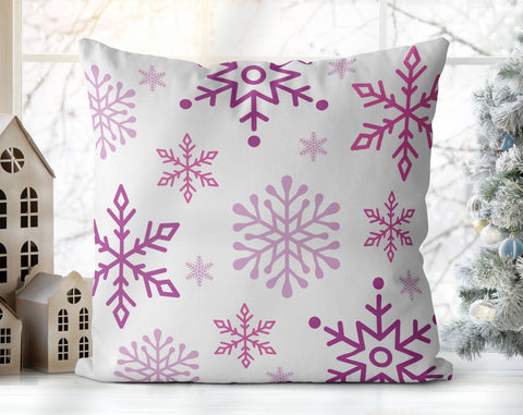 Enchanted Snowflakes Winter Christmas Lavender Purple Pillow Throw - Cush Potato Pillows
