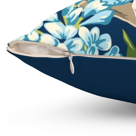 Exclusive Floral Blue Thibaut Inspired Pillow Throw Cover with Insert - Cush Potato Pillows