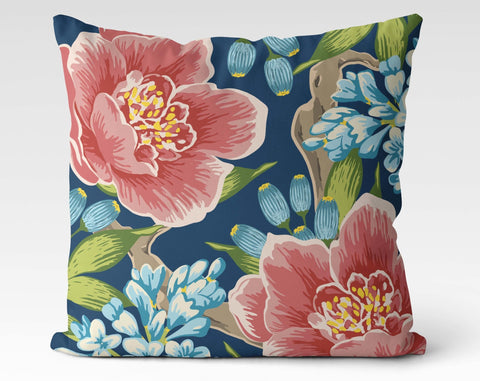 Exclusive Floral Blue Thibaut Inspired Pillow Throw Cover with Insert - Cush Potato Pillows