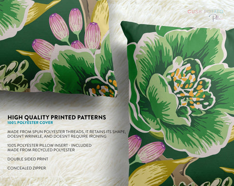 Exclusive Floral Green and Pink Thibaut Inspired Pillow Throw Cover