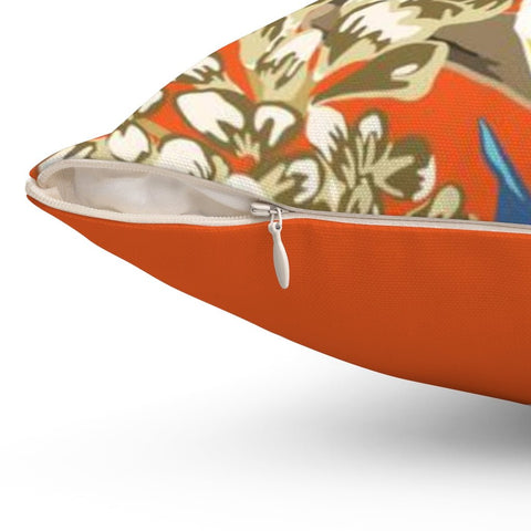 Exclusive Floral Orange Thibaut Inspired Pillow Throw Cover with Insert - Cush Potato Pillows