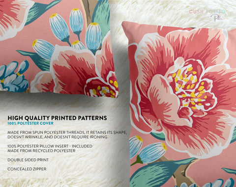 Exclusive Floral Pink Thibaut Inspired Pillow Throw Cover