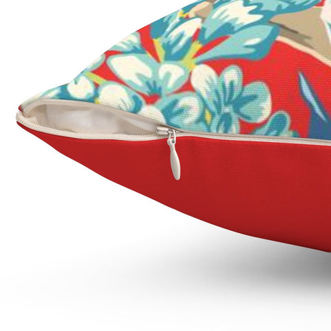 Exclusive Floral Red Thibaut Inspired Pillow Throw Cover with Insert - Cush Potato Pillows