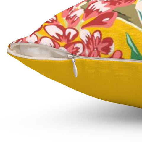 Exclusive Floral Yellow Thibaut Inspired Pillow Throw Cover with Insert - Cush Potato Pillows