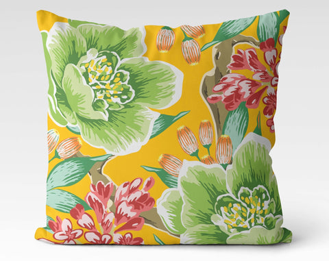 Exclusive Floral Yellow Thibaut Inspired Pillow Throw Cover with Insert - Cush Potato Pillows