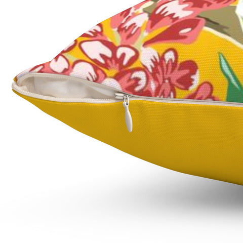 Exclusive Floral Yellow Thibaut Inspired Pillow Throw Cover with Insert - Cush Potato Pillows