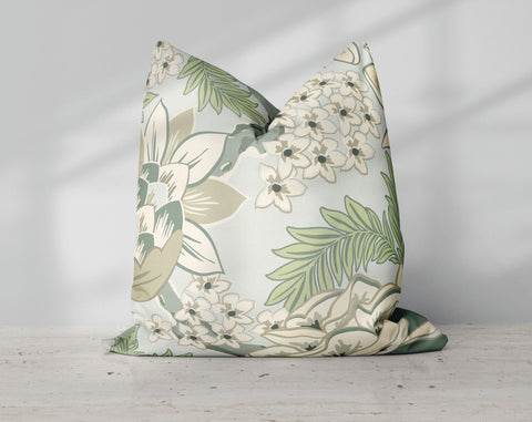 Exclusive Green Thibaut Honshu Robin's Egg Inspired Chinoiserie Pillow Throw Cover with Insert - Cush Potato Pillows