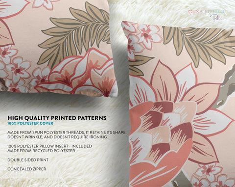Exclusive Pink Thibaut Honshu Robin's Egg Inspired Chinoiserie Pillow Throw Cover with Insert - Cush Potato Pillows
