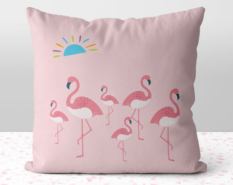 Flamboyance of Flamingos Summer Fun Relax and Enjoy Pink Square Pillow with Cover Throw with Insert - Cush Potato Pillows