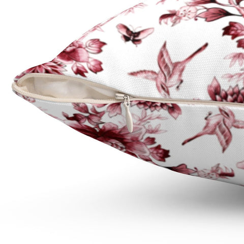 Floral Chinoiserie Red Flowers Pillow Throw Cover with Insert - Cush Potato Pillows