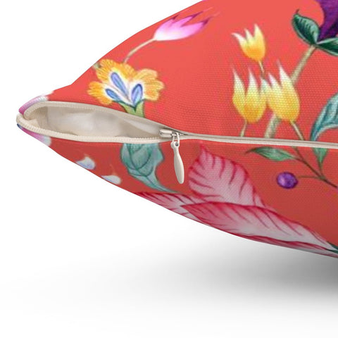 Floral Chintz Blood Orange Pillow Throw Cover with Insert - Cush Potato Pillows
