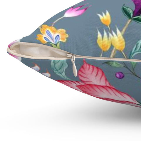 Floral Chintz Gray Pillow Throw Cover with Insert - Cush Potato Pillows