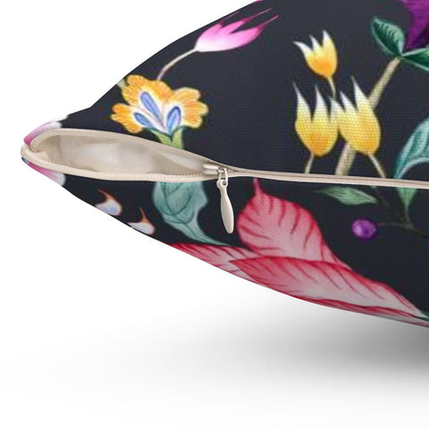 Floral Chintz Midnight Gray Decorative Throw Pillow with Insert - Cush Potato Pillows