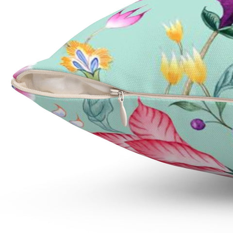 Floral Chintz Seafoam Green Pillow Throw Cover with Insert - Cush Potato Pillows