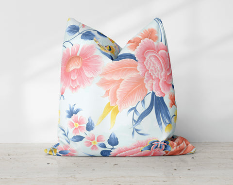 Floral Eden Baby Blue Decorative Pillow Throw Cover - Cush Potato Pillows