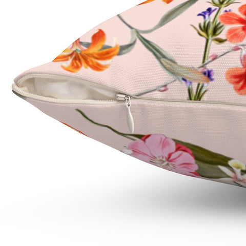 Fresh Floral Flowers on Rose Pink Pillow Throw Cover with Insert - Cush Potato Pillows