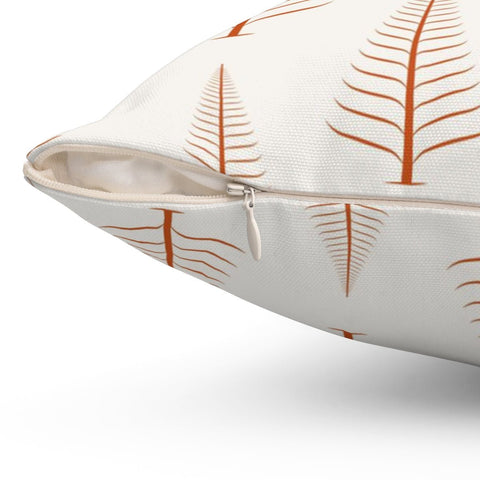 Gentle Winter Christmas Trees Autumn Orange Off-White Cream Pillow Throw - Cush Potato Pillows