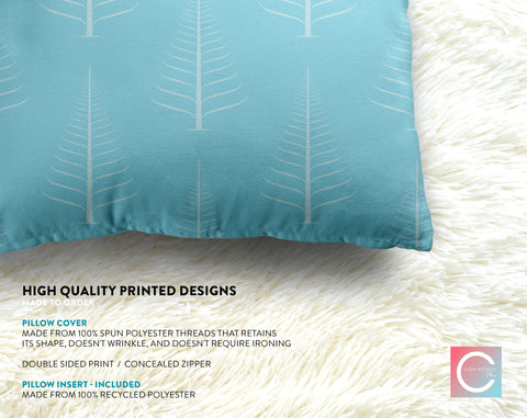 Gentle Winter Christmas Trees Baby Blue Pillow Throw - Cush Potato Pillows