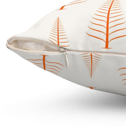 Gentle Winter Christmas Trees Classic Orange H Off-White Cream Pillow Throw - Cush Potato Pillows