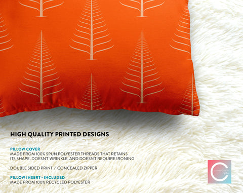 Gentle Winter Christmas Trees Classic Orange H Pillow Throw - Cush Potato Pillows