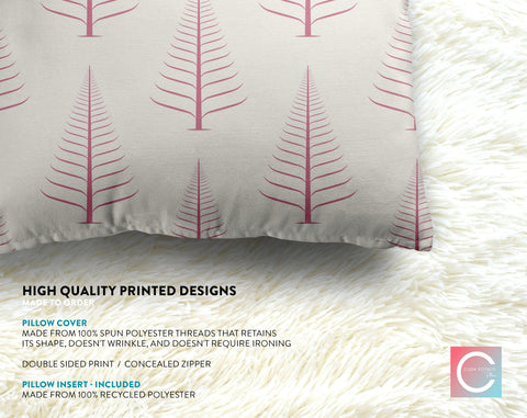 Gentle Winter Christmas Trees Crimson Red Off-White Cream Pillow Throw - Cush Potato Pillows