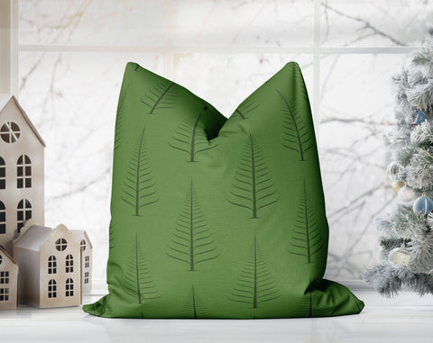 Gentle Winter Christmas Trees Farmhouse Green Pillow Throw - Cush Potato Pillows