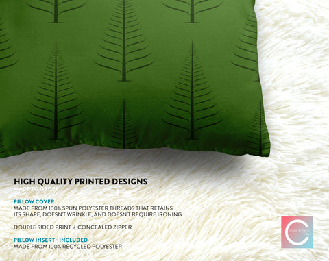 Gentle Winter Christmas Trees Farmhouse Green Pillow Throw - Cush Potato Pillows