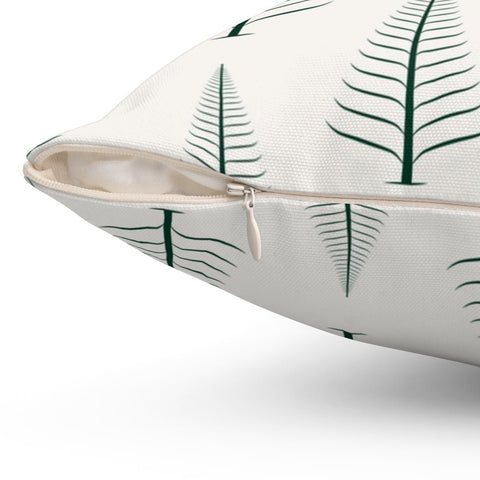 Gentle Winter Christmas Trees Forest Green Off-White Cream Pillow Throw - Cush Potato Pillows