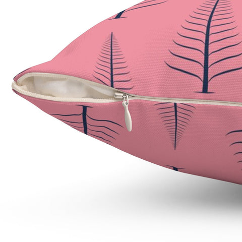 Gentle Winter Christmas Trees Navy on Carnation Pink Pillow Throw - Cush Potato Pillows