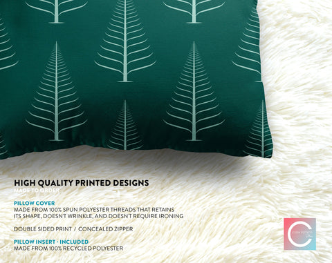 Gentle Winter Christmas Trees Oxford Mint Green Pillow Throw - Cush Potato Pillows
