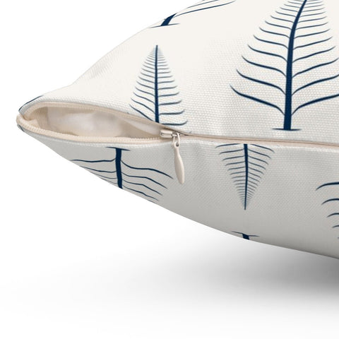 Gentle Winter Christmas Trees Royal Navy Blue Off-White Cream Pillow Throw - Cush Potato Pillows