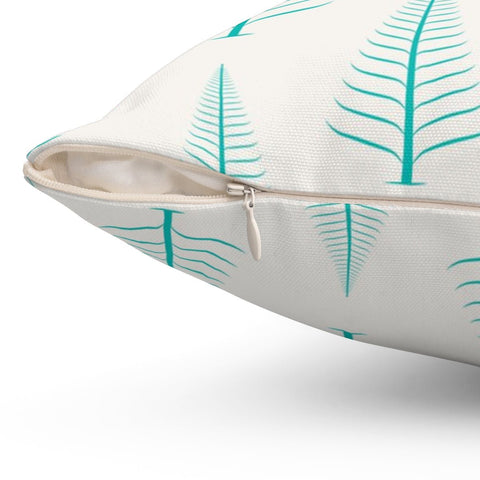 Gentle Winter Christmas Trees Tiffany Blue Off-White Cream Pillow Throw - Cush Potato Pillows