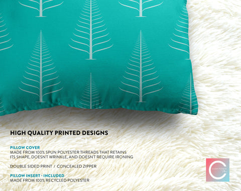 Gentle Winter Christmas Trees Tiffany Blue Pillow Throw - Cush Potato Pillows