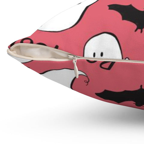 Halloween Boo Ghosts Bats Red Pillow Throw Cover - Cush Potato Pillows