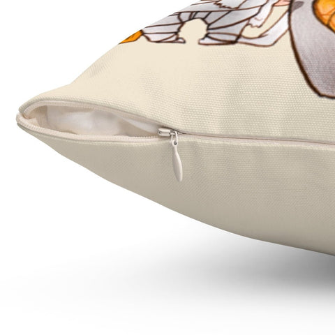 Halloween Cat Mummy Devil Costume Trick or Treat Orange Square Pillow with Cover Throw with Insert - Cush Potato Pillows