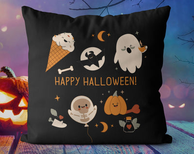 Halloween Ghosts Pumpkin Boo Dark Pillow Throw Cover with Insert - Cush Potato Pillows