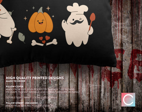 Halloween Ghosts Pumpkin Boo Dark Pillow Throw Cover with Insert - Cush Potato Pillows