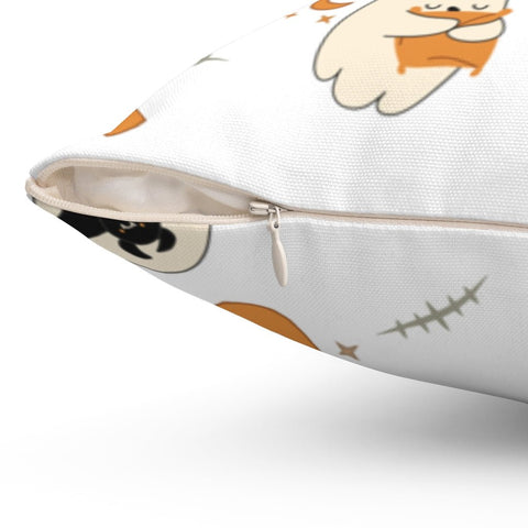 Halloween Jack O'lantern and Bats Pillow Throw Cover with Insert - Cush Potato Pillows