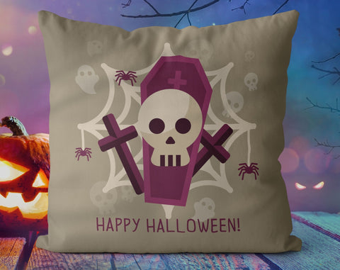 Halloween Skull Cemetery Pillow Throw Cover with Insert - Cush Potato Pillows