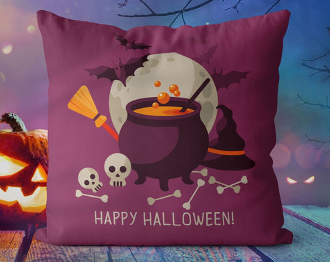 Halloween Skull Cemetery Pillow Throw Cover with Insert - Cush Potato Pillows