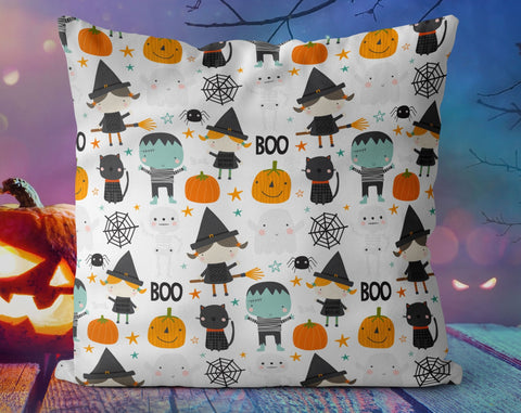 Halloween Witch and Frankenstein Pillow Throw Cover with Insert - Cush Potato Pillows