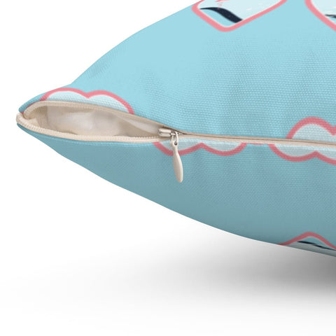 Heart Sunglasses Summer Fun Blue Square Pillow with Flamingo Popsicle Ocean Accents with Cover Throw with Insert - Cush Potato Pillows