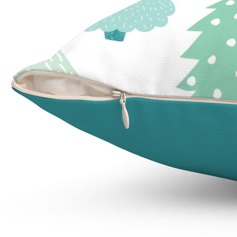 Marvelous Christmas Trees Green and White Pillow Throw - Cush Potato Pillows