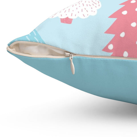 Marvelous Christmas Trees Pastel Blue Pillow Throw - Cush Potato Pillows