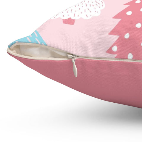 Marvelous Christmas Trees Pastel Pink Pillow Throw - Cush Potato Pillows