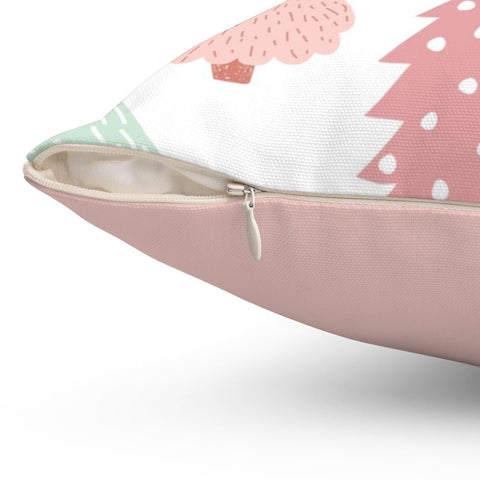 Marvelous Christmas Trees Pink, Green and White Pillow Throw - Cush Potato Pillows