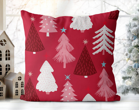 Marvelous Christmas Trees Red, Pink and White Pillow Throw - Cush Potato Pillows