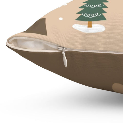 Mischievous Christmas Elves Mole, Beige Pillow Throw - Cush Potato Pillows